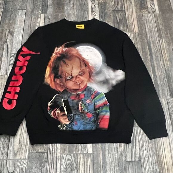 🔥🔥 “NWT” CHUCKY Horror Movie x SHOE PALACE “AOP” Black Crewneck Sweatshirt Sz - Picture 2 of 11